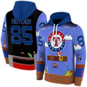 Personalized Texas Rangers Mario All-Over Print Hoodie