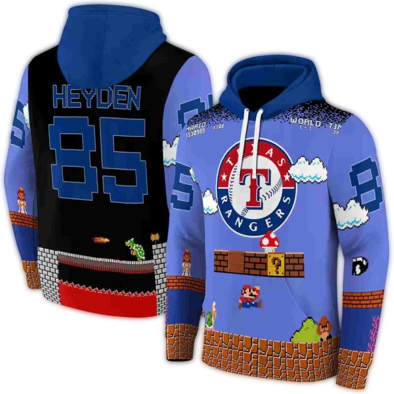 Personalized Texas Rangers Mario AOP Hoodie 1