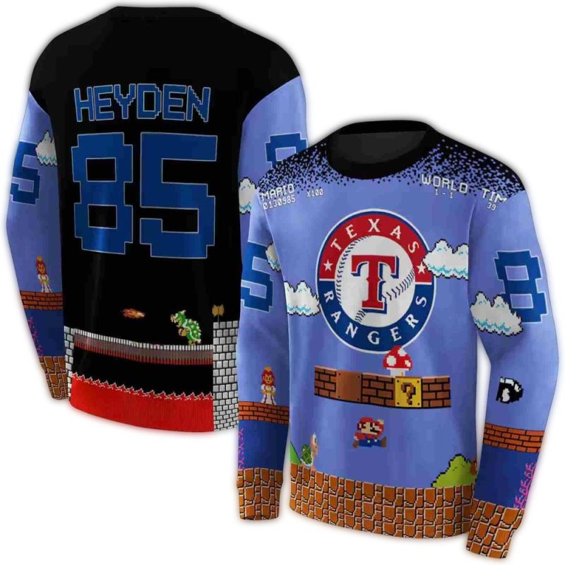 Personalized Texas Rangers Mario AOP Sweatshirt 1