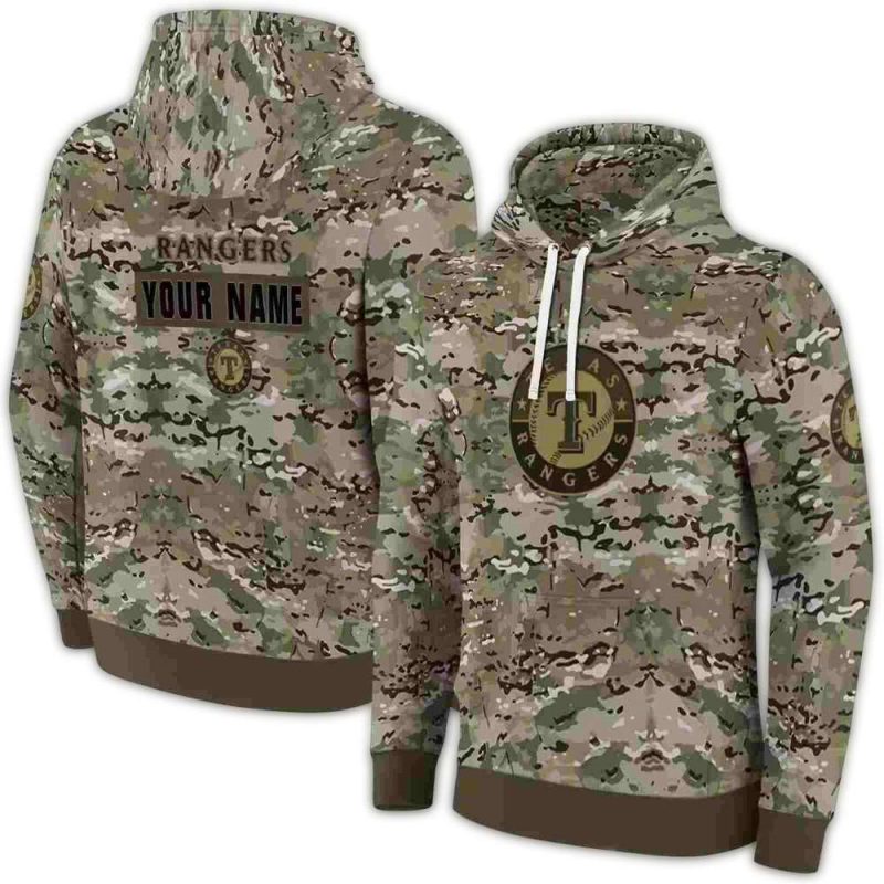 Personalized Texas Rangers Military Style AOP Hoodie 1