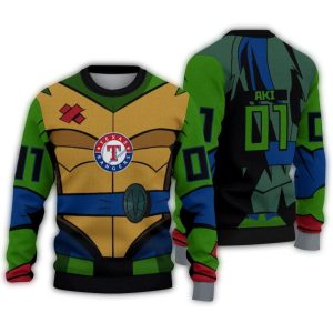 Personalized Texas Rangers Ninja Turtle Ugly Sweater