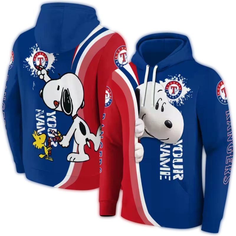 Personalized Texas Rangers Peeking Snoopy AOP Hoodie 1