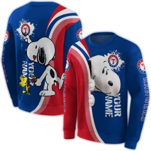 Personalized Texas Rangers Peeking Snoopy All-Over Print Sweatshirt
