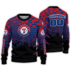Personalized Texas Rangers Pixel Flow Ugly Sweater
