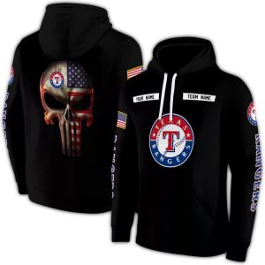 Personalized Texas Rangers Punisher Skull All-Over Print Hoodie