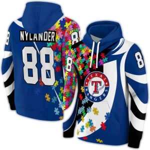Personalized Texas Rangers Puzzle Pieces All-Over Print Hoodie