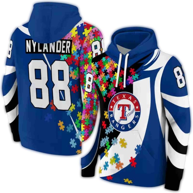 Personalized Texas Rangers Puzzle Pieces AOP Hoodie 1