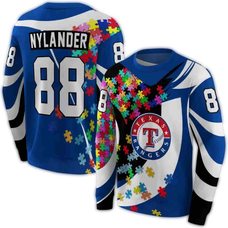 Personalized Texas Rangers Puzzle Pieces AOP Sweatshirt 1