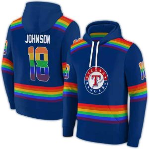 Personalized Texas Rangers Rainbow Stripes All-Over Print Hoodie