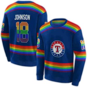 Personalized Texas Rangers Rainbow Stripes All-Over Print Sweatshirt