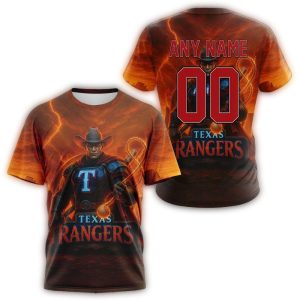 Personalized Texas Rangers Realistic All-Over Print T-Shirt
