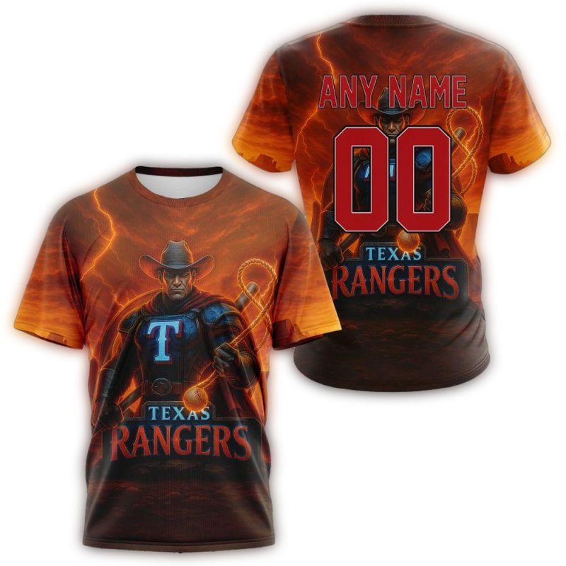 Personalized Texas Rangers Realistic AOP T Shirt 1