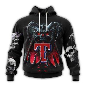 Personalized Texas Rangers Skull Halloween All-Over Print Hoodie