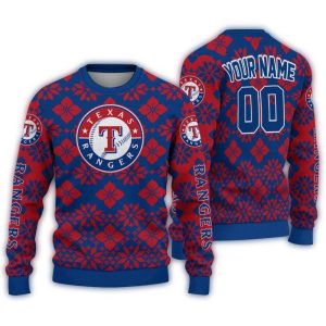 Personalized Texas Rangers Snowflake Matrix Ugly Sweater