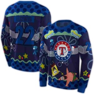 Personalized Texas Rangers Sponge Bob Patrick Star All-Over Print Sweatshirt