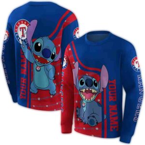 Personalized Texas Rangers Stitch All-Over Print Sweatshirt