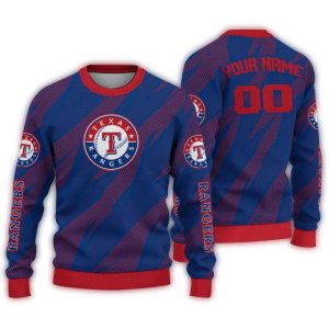 Personalized Texas Rangers Stripe Motion Ugly Sweater