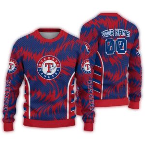 Personalized Texas Rangers Swirl Flow Ugly Sweater