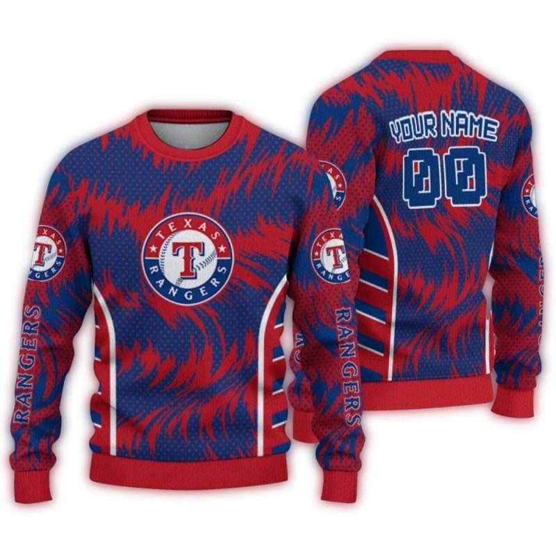 Personalized Texas Rangers Swirl Flow Ugly Sweater 1