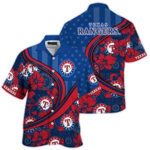 Custom Texas Rangers Us Flag Hawaiian Shirt For Sports Fans