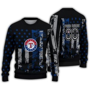 Personalized Texas Rangers Vintage Usa Flag Ugly Sweater