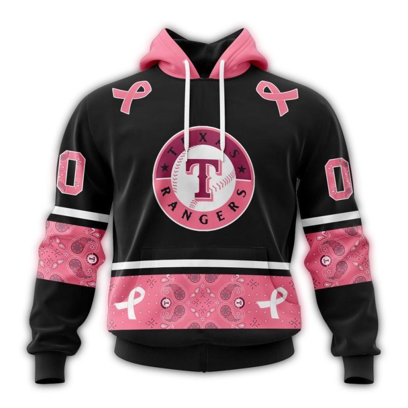 Personalized Texas Rangers We Wear Pink Breast Cancer AOP Hoodie 1