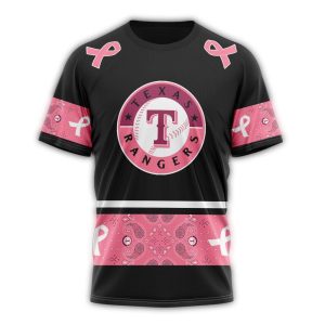 Personalized Texas Rangers We Wear Pink Breast Cancer All-Over Print T-Shirt