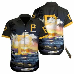 Custom Graphic Tiki Surf Waves Tropical Hawaiian Shirt for Men & Women