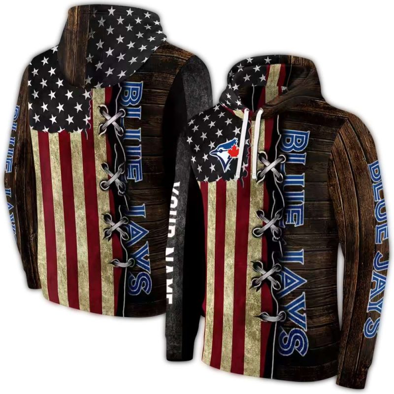 Personalized Toronto Blue Jays American Pride AOP Hoodie 1