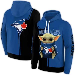 Custom Baby Yoda All Over Print Hoodie For Toronto Blue Jays Fans