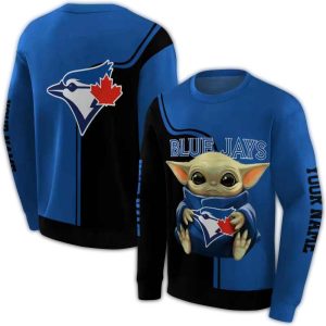 Personalized Toronto Blue Jays Baby Yoda All Over Print Sweatshirt