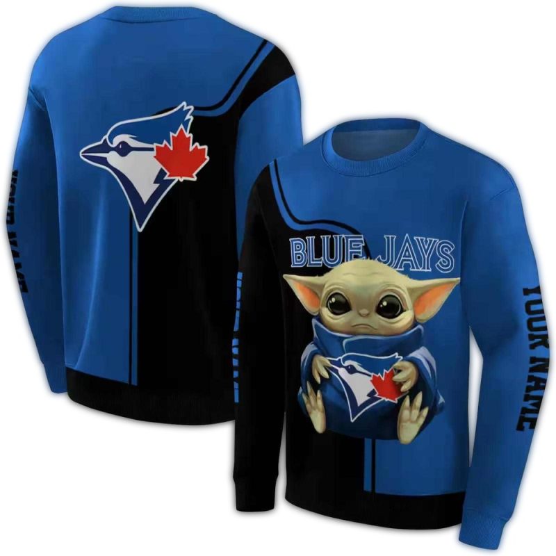 Personalized Toronto Blue Jays Baby Yoda AOP Sweatshirt 1