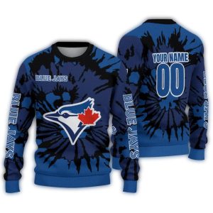 Personalized Toronto Blue Jays Burst Swirl Blue Ugly Sweater