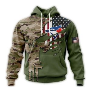 Customized Toronto Blue Jays Camo Hoodie For Veterans Day - All Over Print