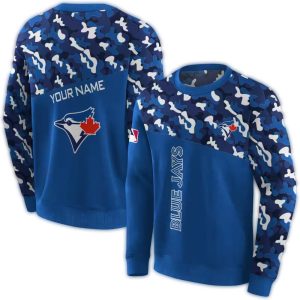 Personalized Toronto Blue Jays Camo Pattern All Over Print Sweatshirt