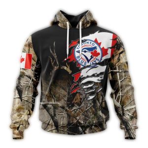 Custom Toronto Blue Jays Camo Realtree All-Over Print Hoodie For Fans