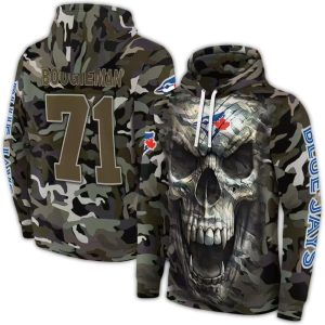 Custom Toronto Blue Jays Camo Skull All-Over Print Hoodie For Fans