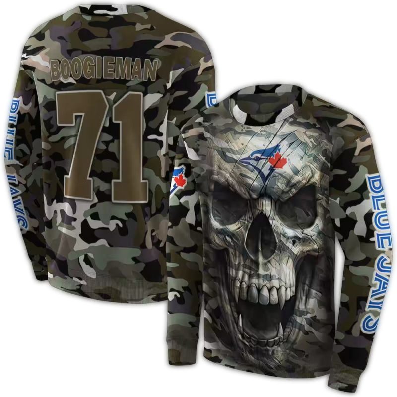 Personalized Toronto Blue Jays Camo Skull AOP Sweatshirt 1