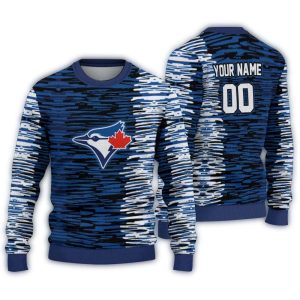 Personalized Toronto Blue Jays Camouflage Stripe Ugly Sweater