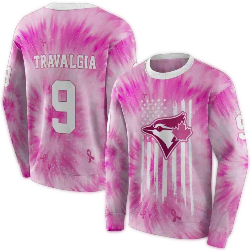 Personalized Toronto Blue Jays Cancer Support Pink AOP Sweatshirt 1