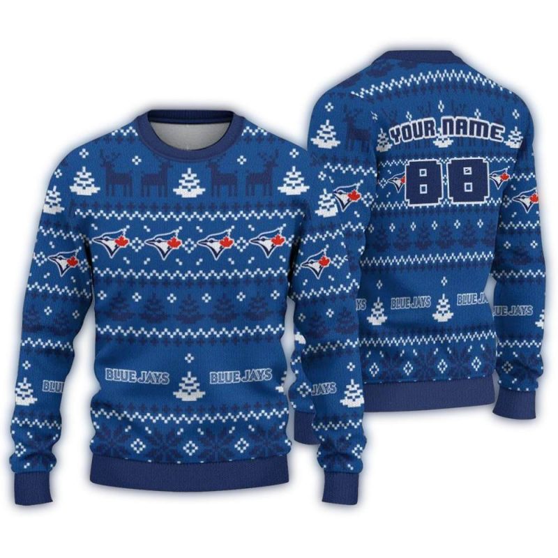Personalized Toronto Blue Jays Christmas Ugly Sweater 1