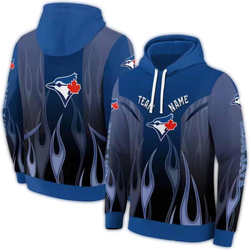 Personalized Toronto Blue Jays Flame AOP Hoodie 1