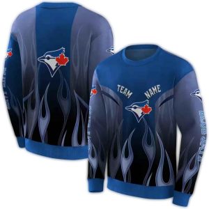 Personalized Toronto Blue Jays Flame All Over Print Sweatshirt