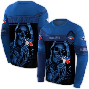 Personalized Toronto Blue Jays Grim Reaper All Over Print Sweatshirt