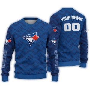 Personalized Toronto Blue Jays Lattice Gridwork Ugly Sweater