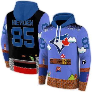 Custom Toronto Blue Jays Mario All-Over Print Hoodie For Fans