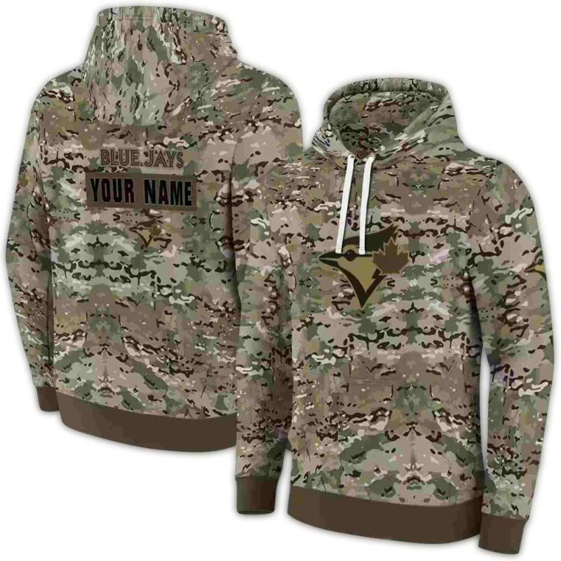 Personalized Toronto Blue Jays Military Style AOP Hoodie 1