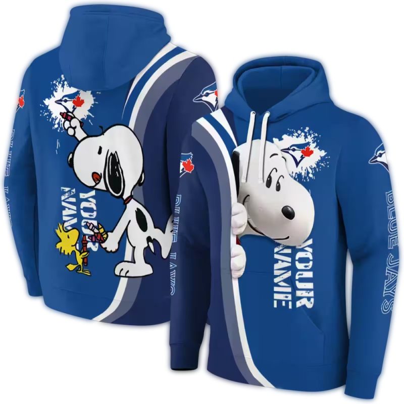Personalized Toronto Blue Jays Peeking Snoopy AOP Hoodie 1