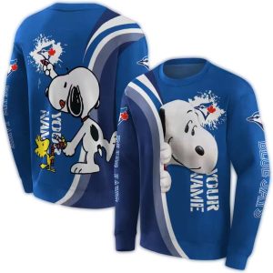 Personalized Toronto Blue Jays Peeking Snoopy All Over Print Sweatshirt