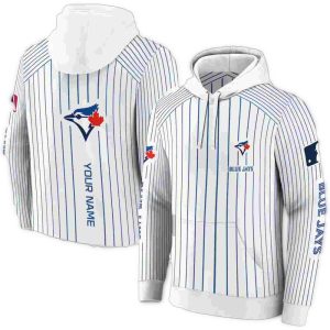 Custom Toronto Blue Jays Pinstripe All Over Print Hoodie For Fans